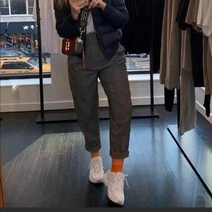 NWT Zara Black & Gray Charcoal Plaid Jogger Trousers Dress Pants Melange XS